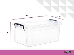 Superio Storage Bins with Lids- Clear Boxes for