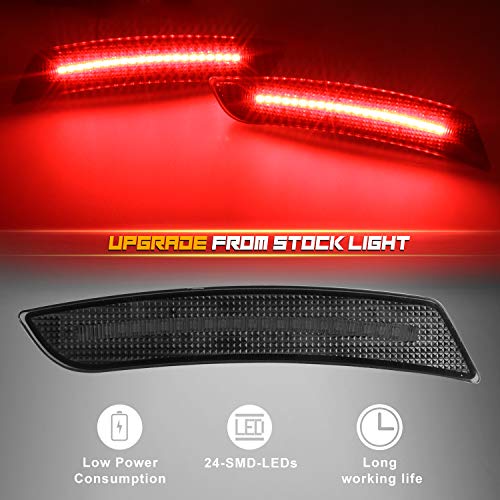 RUXIFEY Smoked Lens LED Side Marker Lights Rear Bumper Sidemarker Reflectors Compatible with 2016 to 2018 Chevy Camaro Red - Pack of 2