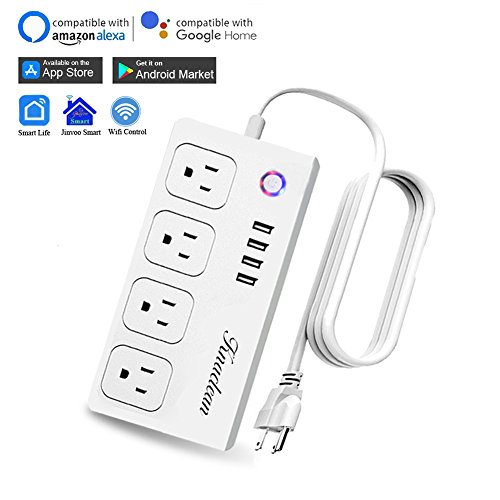 WiFi Smart Power Strips Compatible with Alexa& Google Home, No Hub Required, Knaclean Smart Surge Protector Outlets with 4 USB Ports and 4 AC Plugs Socket Supports SmartLife & Echo/ Google Control