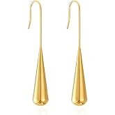 BG&WLing Gold Drop Earrings for Women, 18k Gold Plated Stainless Steel Teardrop Earrings, Minimalist Elegant Gold Dangle Earrings, Trendy Jewelry Gifts for Her