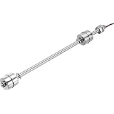 MECCANIXITY Stainless Steel Float Switch, 250mm Rod 110V DC 0.5A Vertical Water Level Sensor M10 Thread Double Tank Liquid Level Controller for Pump/Alarm 1 Pcs