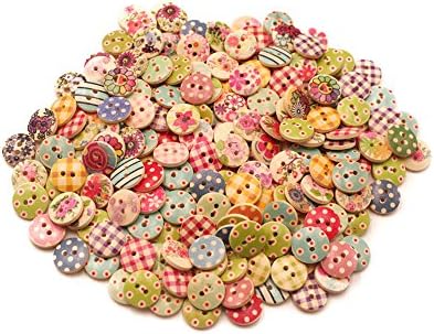 SuZhi 200pcs 15MM Mixed Wooden Round Colorful Painting Buttons (Multi)