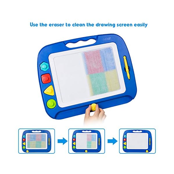 SGILE Large Magnetic Drawing Board - 4 Colors 42×33cm Doodle Pad with 4 Stamps for Toddlers, Learning Toy Gift Magna…