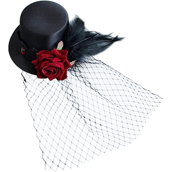 Amazon.com: LEORX Small Top Hat Black Veil Hair Clip Flower Decor