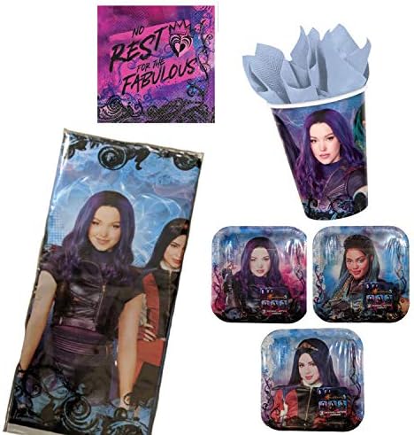 Disney Descendants 3 Basic Birthday Party Supplies Bundle for 16 With Party Planning eBook.