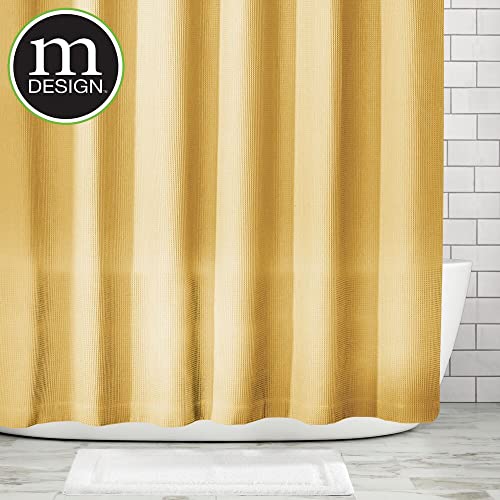 mDesign Waffle Knit Shower Curtain Long Cotton Blend Bathroom Shower