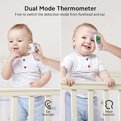 Baby Forehead Thermometer with Ear Function, Cocobear 4 in 1 Digital Infrared Thermometer with Fever Alert Silent Mode for Baby Kid and Adult - CE and FDA Approved - Thumbnail 6