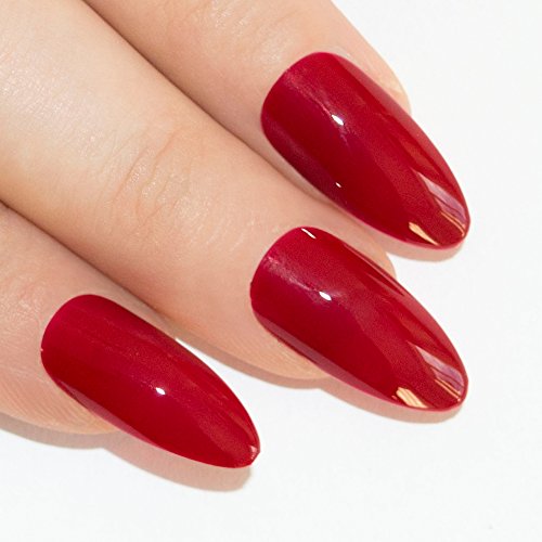 False Nails Bling Art Almond Fake Stiletto Red Fire Acrylic 24 Long Tips Glue