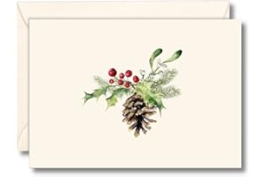 Earth Sky + Water - Christmas Pine Cone Notecard Set - 8 Blank Cards with Envelopes