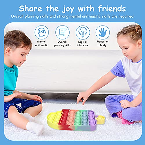 Push and Pop Bubble Fidget Sensory Toy, Rainbow 2PCS Push Bubbles Pop Toys, Silicone ToyAutism Special Needs Stress Reliever, Squeeze Sensory Tools to Relieve Emotional Stress for Kids Adults