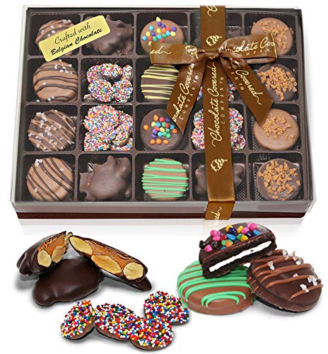 Premium Belgian Chocolate Covered OREO Cookies, Caramel Almond Clusters, Nonpareils Gift Box | Gourmet Food Gift Idea for Business Corporate Gift Baskets - Thumbnail 3