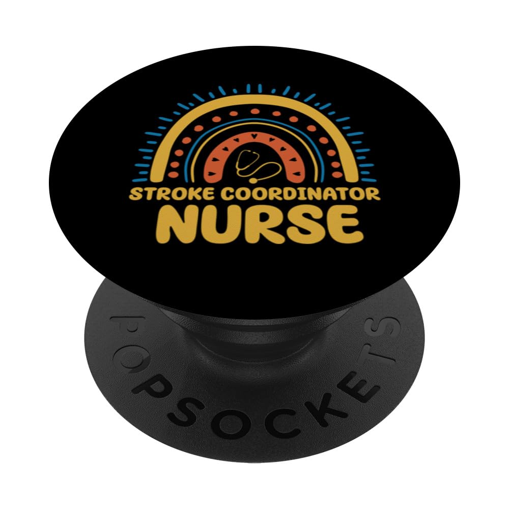 Stroke Coordinator Nurse Boho Rainbow Stroke Program Manager PopSockets Swappable PopGrip