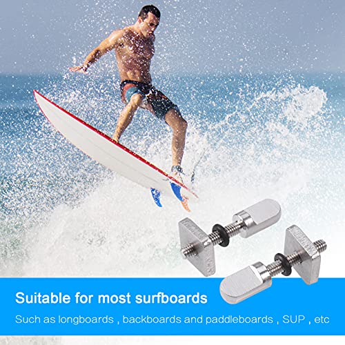 Zocipro 4 Pieces Stainless Steel Surfboard Fin Screw with Plastic Box, Surf Board Fin Screw Tail Replacement Kit for Surfing Keels, Keel Accessories Paddle Surf