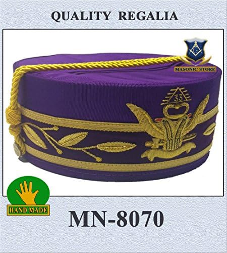 Masonic 33 Degree WU Cap Crown Purple Hand Embroidery - SIZE 7-56 CM – 22.4”