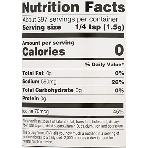 HAIN PURE FOODS IODIZED SEA SALT, 21 OZ