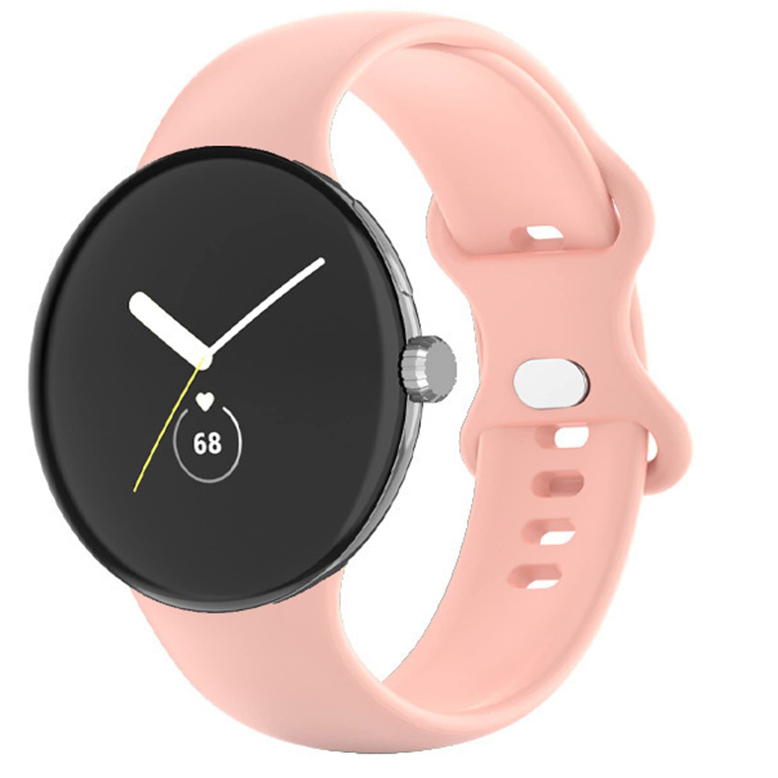 Compatible for Google Pixel Watch Band, Blueshaweu New Soft Silicone Sport Replacement Straps 2022 Compatible for Google Pixel Watch (S size, Pink) โ image 1