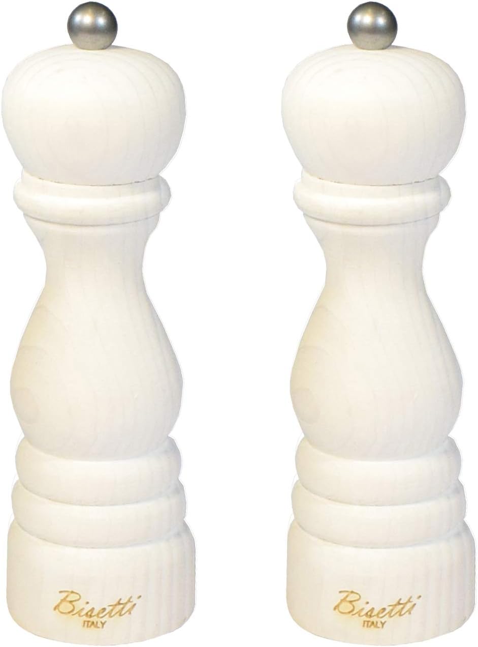 Bisetti Shabby 7.5 Inch Salt & Pepper Mill Set With Adjustable Grinder