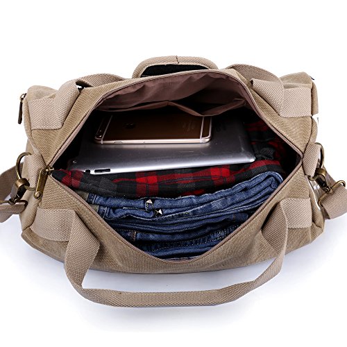 XINCADA Travel Duffel Bag Vintage Canvas Shoulder Bag Handbag Weekend