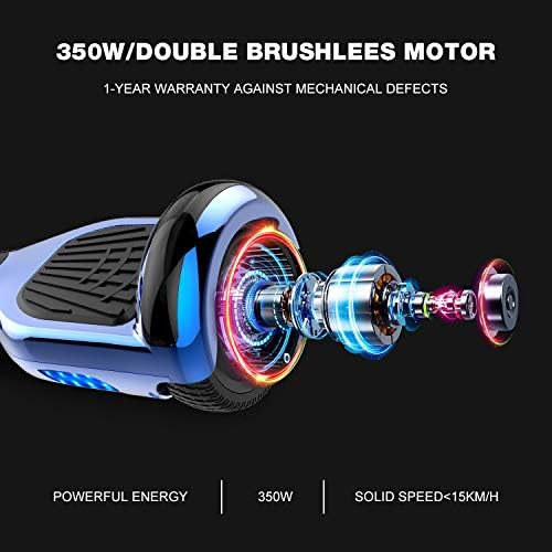 GeekMe Gyropode 6.5 Pouce Hoverboard électrique Auto-équilibré Bluetooth Intégré Moteur 700W pour Enfants et Adultes