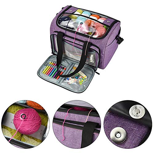 Fancystar Knitting Bag Yarn Storage Tote Bag Nylon Waterproof - Yarn Organizer Crochet Bag with Knitting Accessories Case