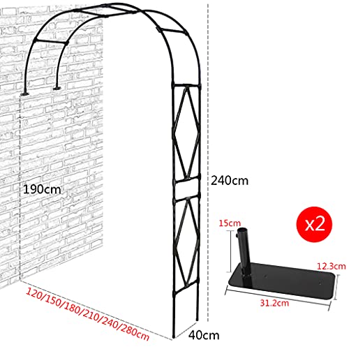 QHW Weinstützrahmen, großer 2,4 m Langer Gartenterrassenbogen im Freien, Kletterpflanzen-Rosenbogen, halbwandige… – Bild 3