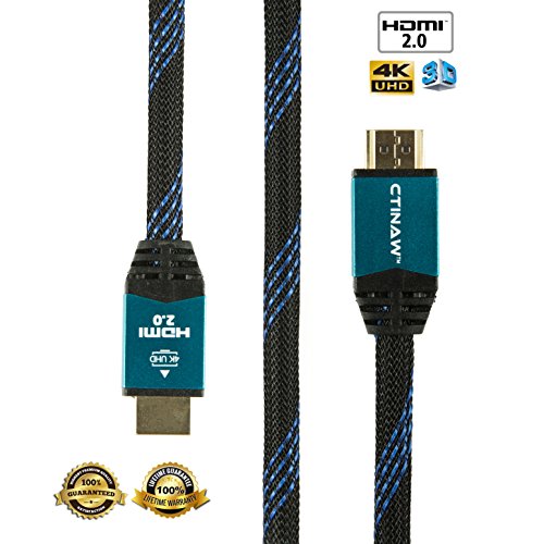 4K HDMI Cable 10 FT(UHD--Latest Standard) -Premium quality 28AWG -Braided Cord -Ultra High Speed 18Gbps -Gold Plated -Ethernet -4K Video at 60 Hz, 2160p -Nintendo Switch,Xbox,PlayStation,PS4,PC (Blue)