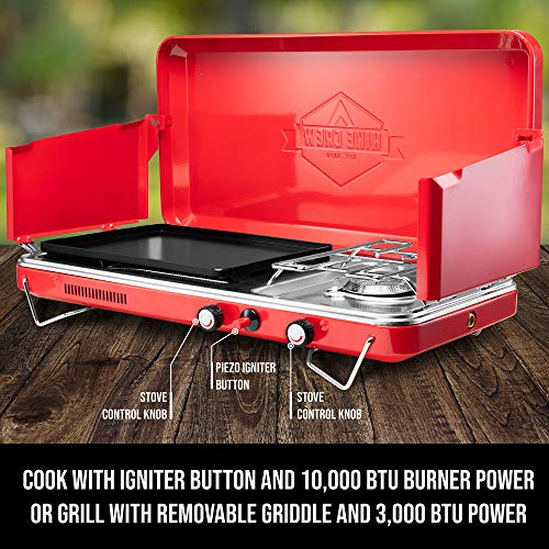 Hike Crew 2in1 Gas Camping Stove Portable Propane Grill/Stove