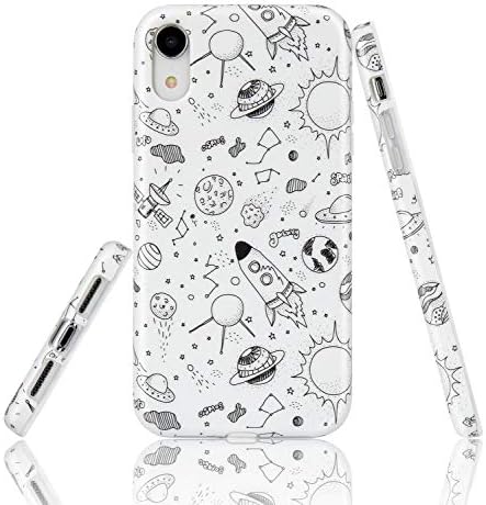 EUNSOUL iPhone XR Case, Matte White Galaxy Rocket Design Slim Thin Soft Flexible Silicone Phone Case Cover with TPU Protective Bumper for iPhone XR 6.1¡±