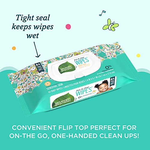 Seventh Generation Baby Wipes Sensitive Protection with Snap Seal Unscented Baby Wipes 64 Count