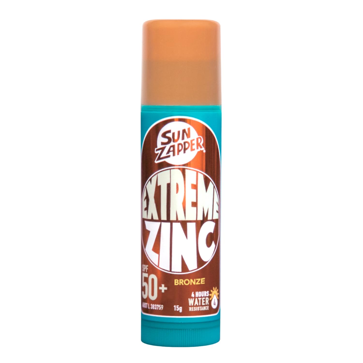 Sun Zapper Zinc Stick - Bronze, Darker Skin Tinted Sunblock Stick SPF 50+ Zinc Oxide Face Mineral Sun Cream Made in Australia