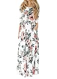 GAMISOTE Women's Spring Fashion Printed Long Dress Three Quarter Sleeve Empire Flower Floor-length Dress