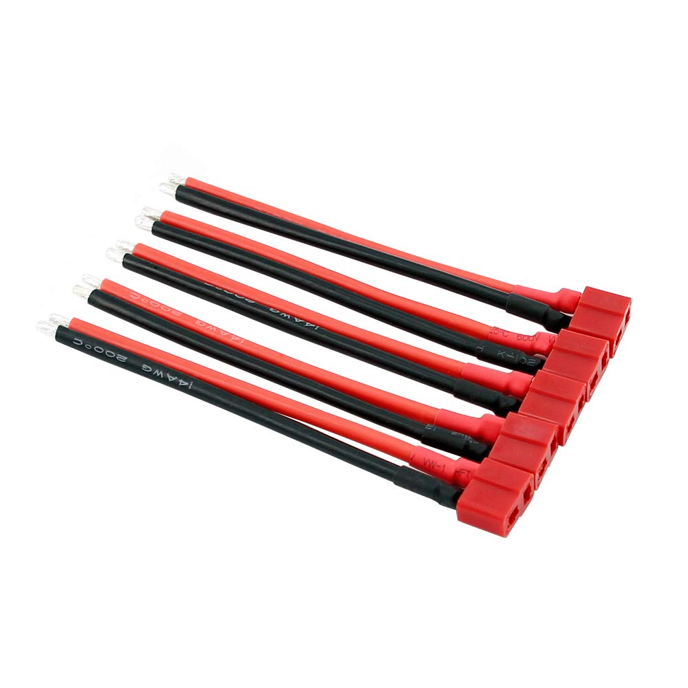 BDHI 5pcs T-Plug / T-Connectors Deans Style with 10cm 14awg Wire(BDHI-29)