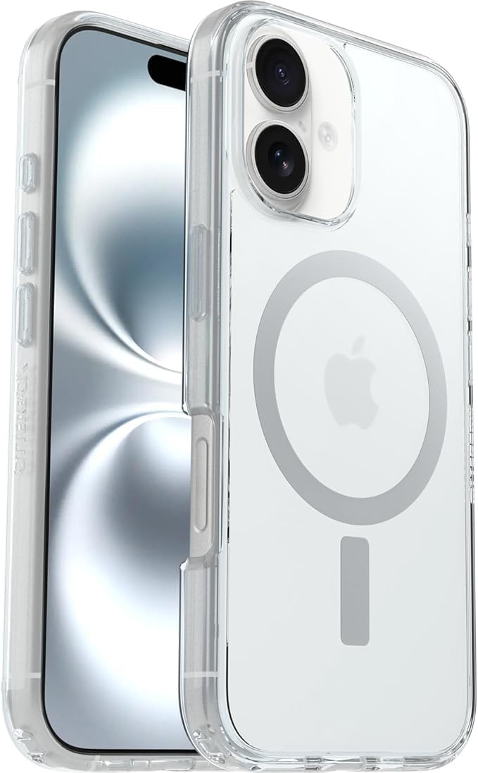 OtterBox iPhone 16 - Symmetry MagSafe Case - Ultra-Slim - Raised Edges Protect Camera & Screen - Non-Retail Packaging - Clear