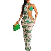 Ryehack Sexy 3 Piece Swimsuits for Women Thong Bikini Sets Cover Up Sheer Mesh Maxi Dress Cruise Beach Vacation Clothes