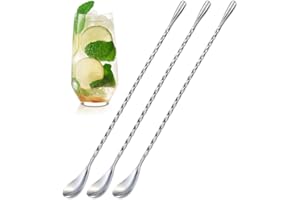 3Pcs Bar Spoon, 12 Inches Stainless Steel Ice Tea Spoons, Mixing Spoon Cocktail Stirrers, Drink Stirrer Stirring Spoon Long H