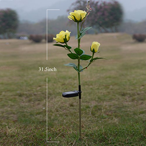 image for Homeleo Light Up Rose LED Stake Lights, Outdoor Solar Powered Rose Flo