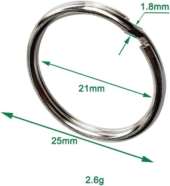 Key Ring/Key Chain, 50 Pack 1 inches Split Round Metal Silver Keyring for Home/Car/Outdoor/Arts/Lanyards/CraftsKeys Organization: Office Products