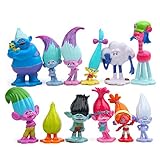 Evursua 12pcs Trolls Toys Poppy Troll Doll Mini Figures Cake Toppers for Kids Party Favor