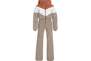 Fisoew Womens One Piece Ski Suit Warm Waterproof Snowsuits Winter Snow Jumpsuits Outdoor Sports Outerwear