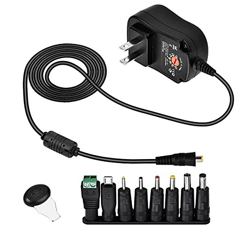 [New Version] Universal AC/DC Adapter, CUGLB 12 W Multi Voltage Switching Power Supply with 8 Selectable Tips for 3V to 12V Max. 1.2A Household Electronics and LED Strip