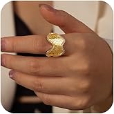 LFDHDDX 18K Gold Plated Wave Geometry Ring For Women Dainty Stackable Rings Open Band Statement Ring Finger Jewelry