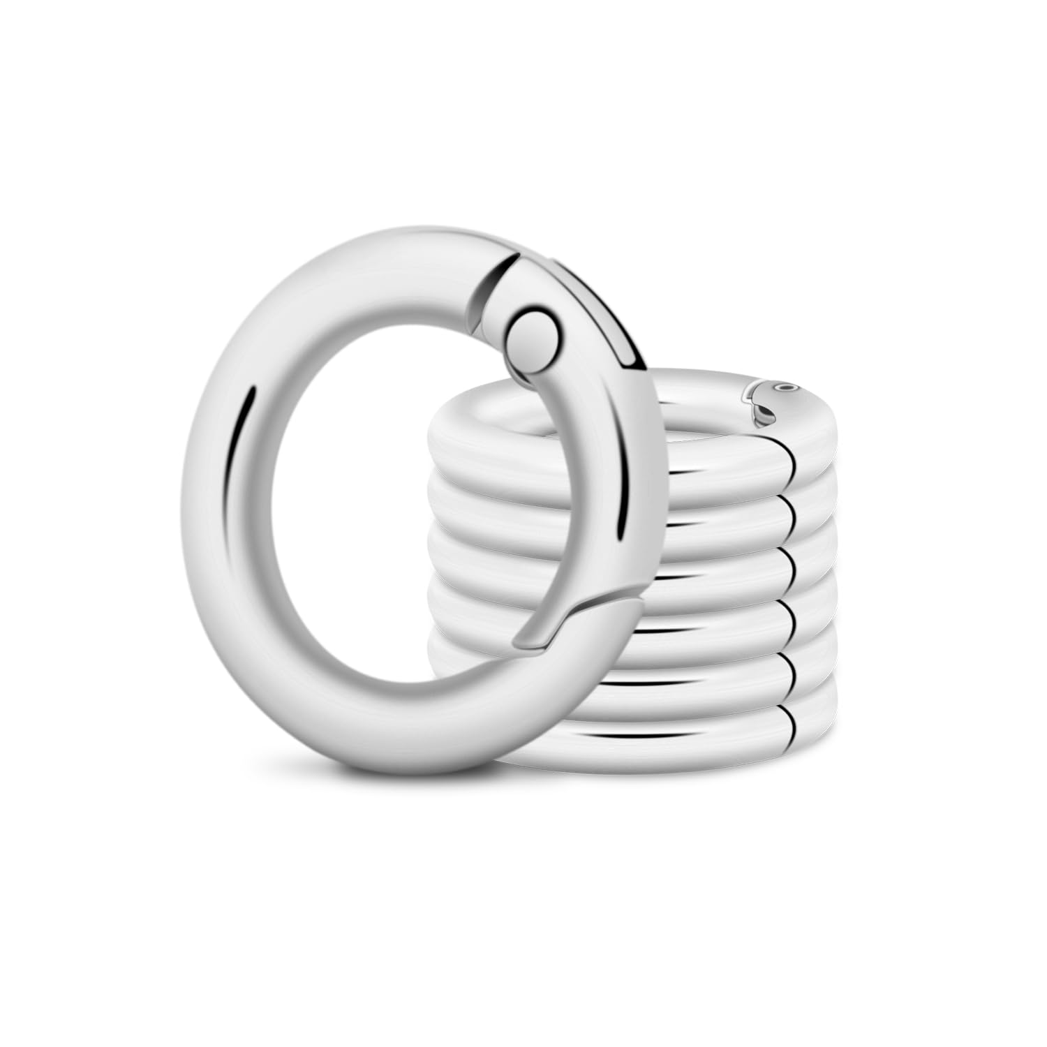 Photo 1 of 12 Pack Small Spring O Ring, Metal Key Ring Hook Small Round Carabiner Clip for Dog Tags Clip Paracord Keyring Lanyard Keychain Purse Charm Clasps (17mm Silver)