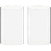 CYS EXCEL 2 PCS (H:6" D:4") Open Ended Clear Glass Hurricane Candleholder Tube Lamp Shade Open Flame Candlestick Holder Chimney Tube Cover Bottomless Cylinder