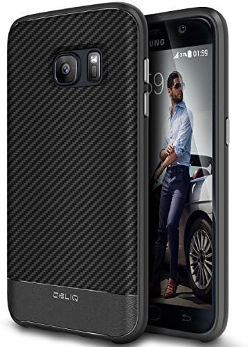 Galaxy S7 Case, OBLIQ [Flex Pro] Premium PU Leather Slim Fit TPU Bumper Form Fitting Heavy Duty Protective Cover for Galaxy S7 (2016) (Carbon)
