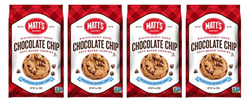 Matt's Cookies Chocolate Chip Soft-Baked Cookies, All Natural Ingredients, Non-GMO, 14oz bag, 4 Count