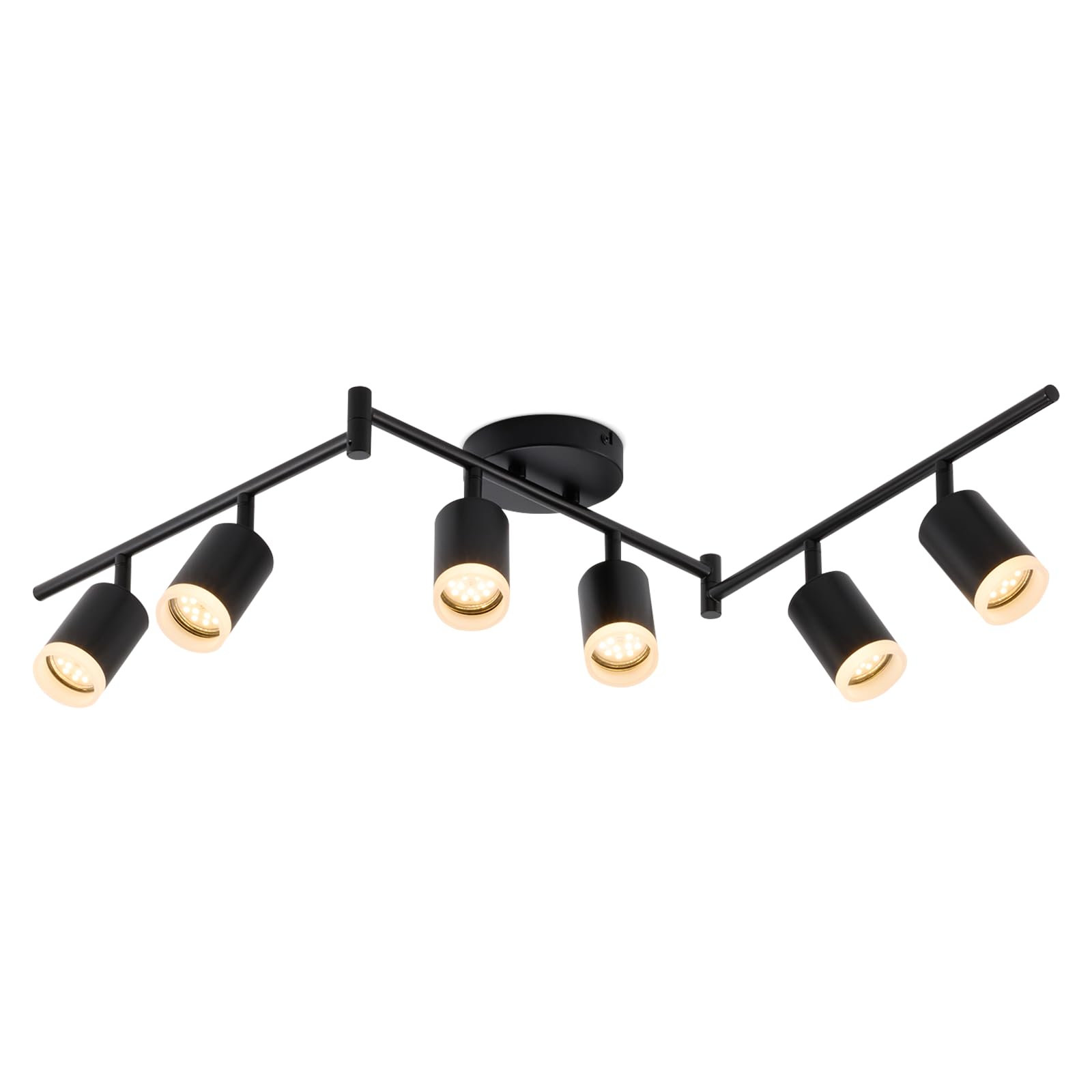 Photo 1 of Bojim 6 Light Black Track Lighting Kit, Modern LED Track Lighting Fixtures Ceiling, Flexibly Rotatable LED Light Head with Acrylic Ring, Kitchen Ceiling Track Light (GU10, Bulbs Not Included)
