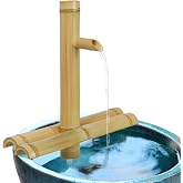 foci cozi,Bamboo Water Fountain Without Pump,Water Fountain Outdoor Indoor,Zen Garden Decor for Desk Patio Yard,12 Inch