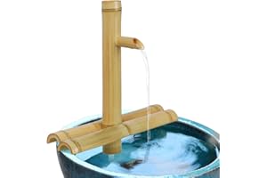 foci cozi,Bamboo Water Fountain Without Pump,Water Fountain Outdoor Indoor,Zen Garden Decor for Desk Patio Yard,12 Inch