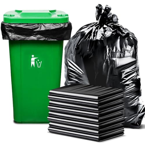 OranSee Bolsas para Basura Jumbo 70x90 cm (90 Litros), Extra Gruesas 45 Micrómetros Uso Rudo, Resistencia 30 kg para Botes Grandes, Restaurantes y Jardín, Color Negro (Paquete de 1 kg, 14 Piezas)