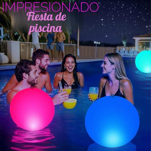 KingSom Solar Floating Pool Lights, Large Inflatable Balls Floating Pool Lights, IP68 Waterproof Solar Ball Pond Light, Colour Changing Hanging Balls Light-2PCS